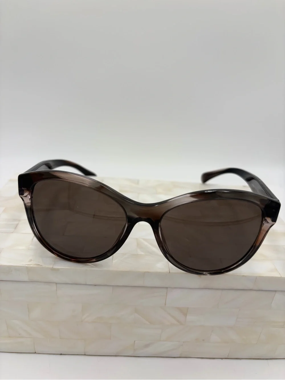 CHANEL Pantos Logo Smoke Brown Rounded Cat-Eye Sunglasses 5458-A